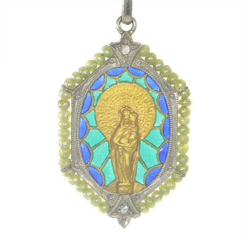 Pendentif Médaille Diamants et émail plique-a-jour 58 Facettes 23191-0426