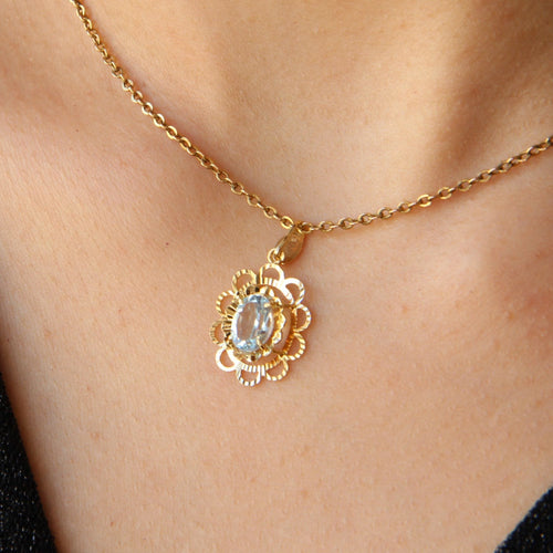 Pendentif Pendentif fleur aigue marine 58 Facettes 21-356