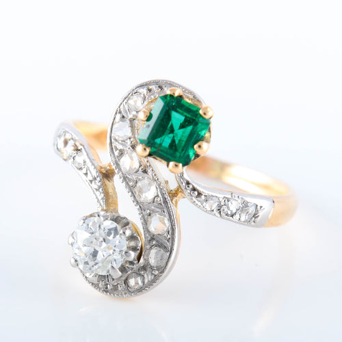 Bague Bague Toi & Moi émeraude diamant 58 Facettes 2845