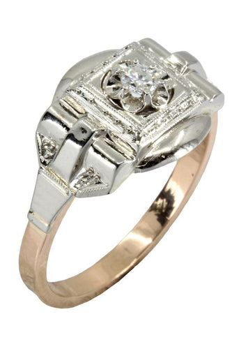 Bague 54 SOLITAIRE ART-DÉCO 0.10 CARAT 58 Facettes 049651