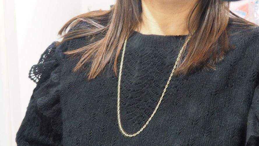 Collier 70cm Sautoir maille marine limée en or jaune 58 Facettes 32468