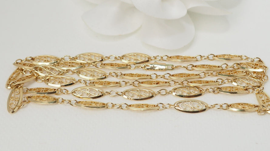Collier 73cm Sautoir maille filigrane or jaune 58 Facettes 31951