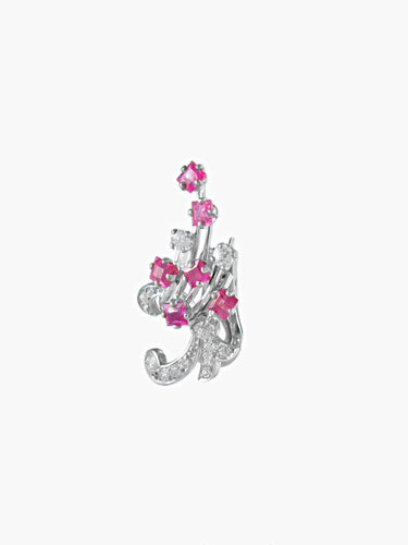 Boucles d'oreilles Clips Or gris Diamants Rubis 58 Facettes