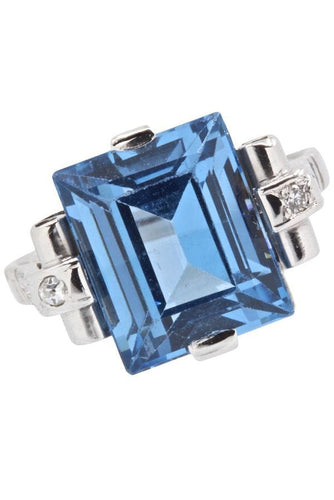 Bague 55 BAGUE TOPAZE ET DIAMANTS ART-DÉCO 58 Facettes 039131