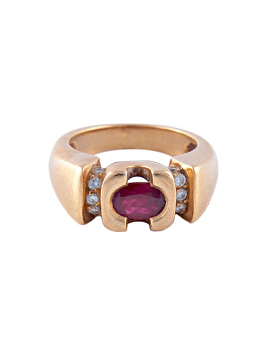 Bague Bague Jonc Or Jaune Rubis Diamants 58 Facettes