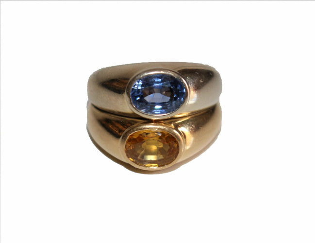 Bague POIRAY - Bague double jonc or blanc or jaune saphirs 58 Facettes 393