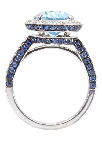 Bague BAGUE MODERNE TOPAZE, SAPHIRS ET DIAMANTS 58 Facettes 040291