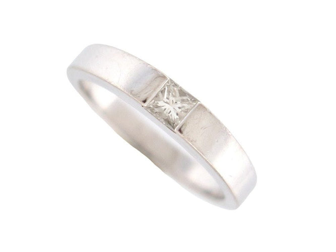 Bague 54 vintage bague CARTIER tank solitaire en or 18k diamant princesse 0.25ct 58 Facettes 257979