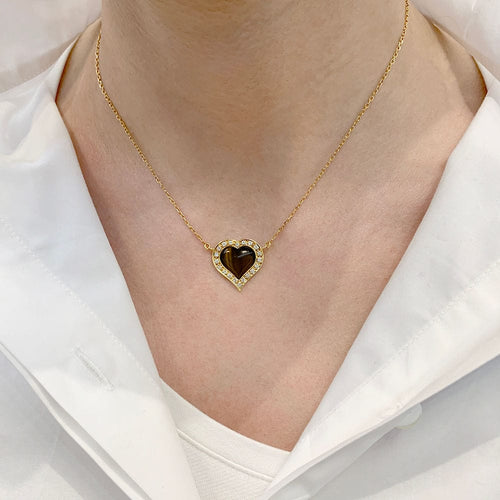 Collier Collier, "Coeur", or jaune, oeil de tigre, diamants. 58 Facettes 32611