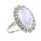 Bague 55 Bague en platine, diamant & pierre de lune 58 Facettes 19312-0202