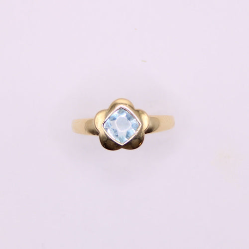 Bague Bague or jaune, aigue-marine 58 Facettes