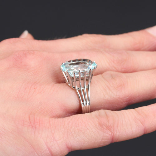 Bague 53 Bague aigue-marine diamants années 60 58 Facettes 20-152-48