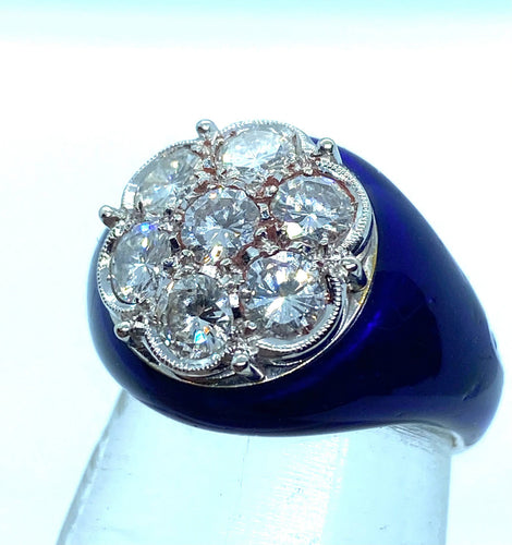 Bague Bague diamants émaillés bleus 58 Facettes