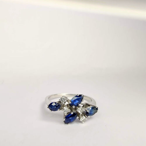 Bague Bague en or blanc diamants et saphirs 58 Facettes 5555