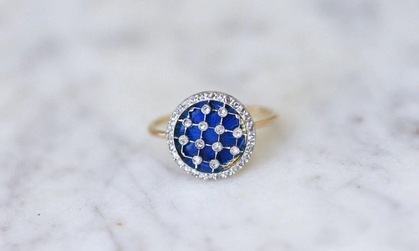 Bague Bague damier, émail, et diamants 58 Facettes