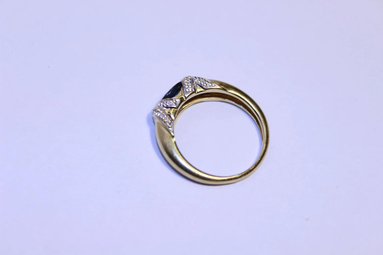 Bague 50 Bague Or Diamants et Saphir 58 Facettes