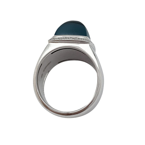 Bague 54 Bague Fred "Pain de sucre" en or blanc, topaze et diamants. 58 Facettes 30984