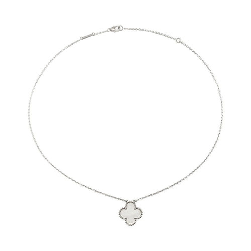 Collier Collier Van Cleef & Arpels, "Vintage Alhambra", en or blanc, nacre. 58 Facettes 32277