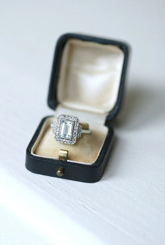Bague Bague Art Déco aigue-marine diamants 58 Facettes