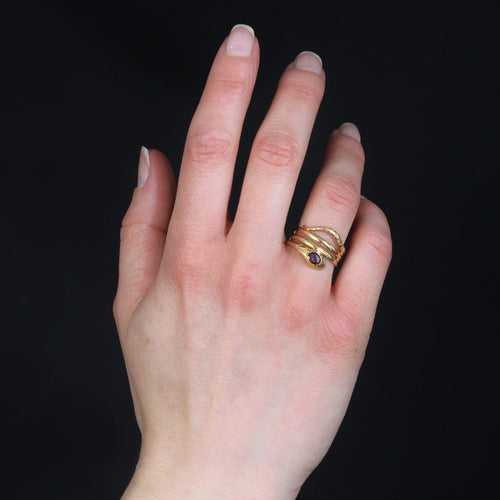 Bague 54 Bague ancienne serpent en or et grenat 58 Facettes 22-568