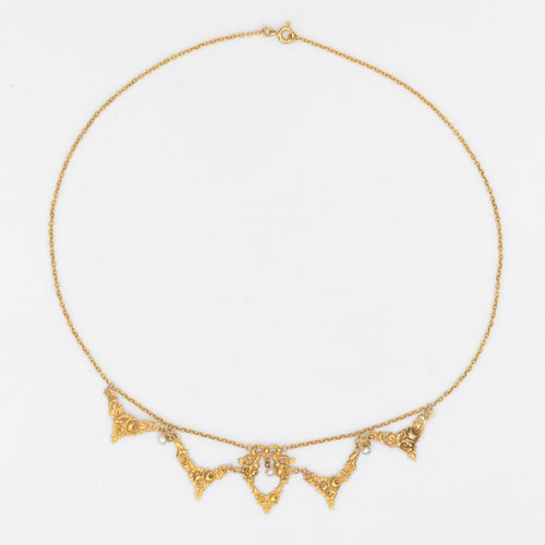 Collier Collier ancien draperie or et perles 58 Facettes 23-081
