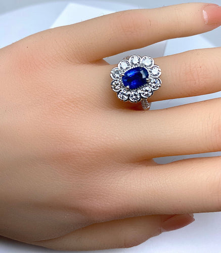 Bague 52 Bague marguerite saphir et diamants 58 Facettes AB160