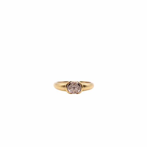 Bague Solitaire diamants en pavage sur or jaune et blanc 58 Facettes