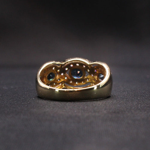 Bague 56 Bague Jarretière Or jaune Saphirs Diamants 58 Facettes