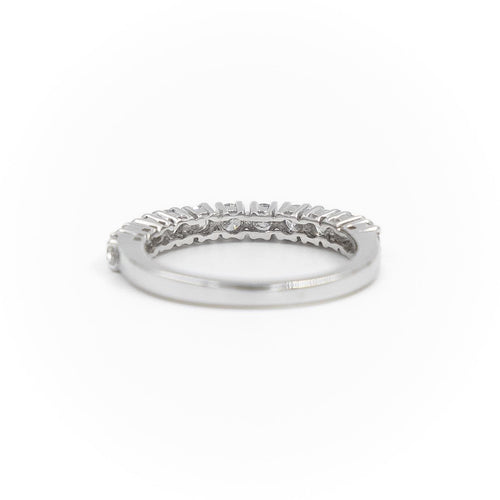 Bague 54 Bague Demi alliance Or blanc Diamant 58 Facettes 2107602CN