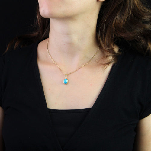 Pendentif Pendentif or jaune et pierre turquoise 58 Facettes CVP47