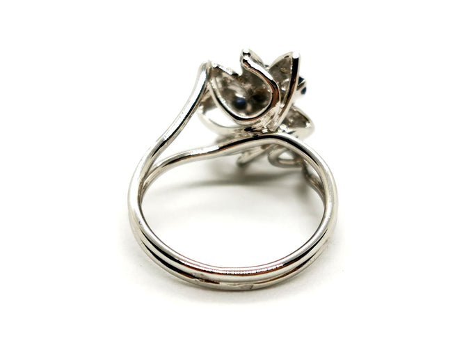 Bague 48 Bague Fleur Or blanc Saphir 58 Facettes 1313050CN