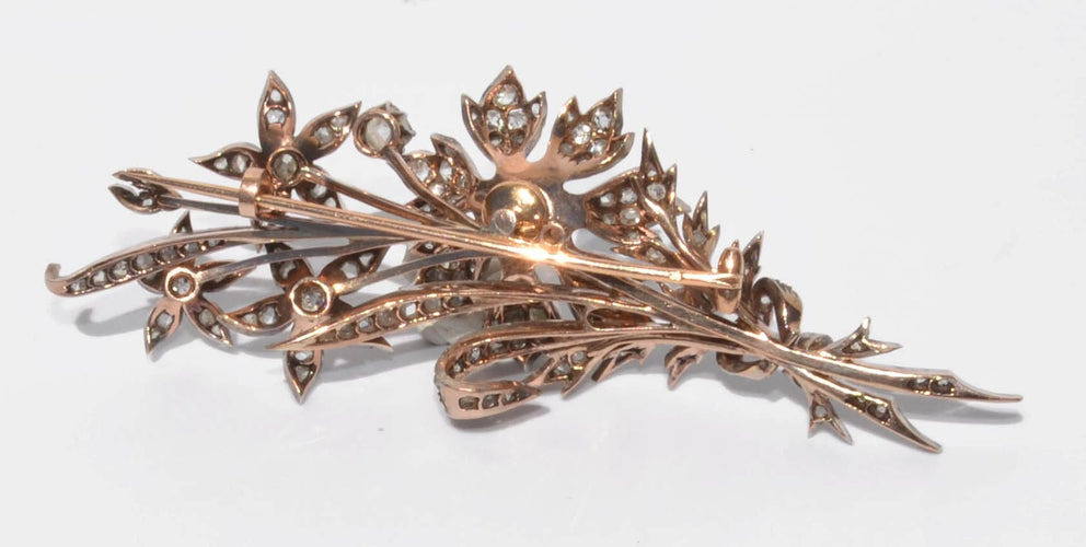 Broche Broche fleur trembleuse en diamant taille ancienne 58 Facettes