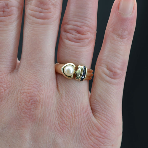 Bague 52 Bague moderne perle et saphirs 58 Facettes 15-222B