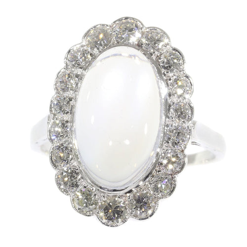 Bague 55 Bague en platine, diamant & pierre de lune 58 Facettes 19312-0202