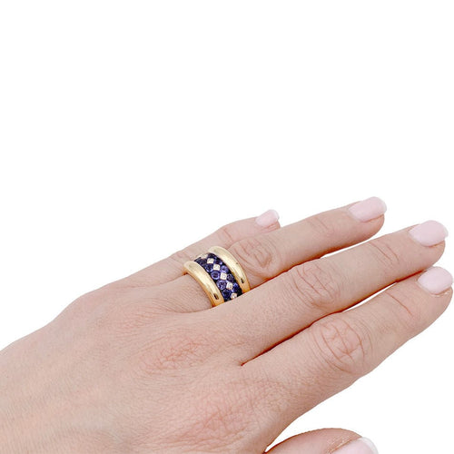 Bague 52 Bague Poiray or jaune, saphirs, diamants. 58 Facettes 32679