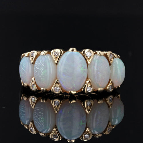 Bague 52 Bague jarretière opales et diamants 58 Facettes 21-135A