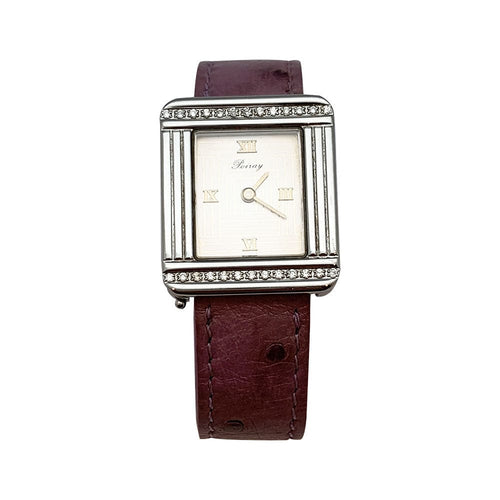 Montre Montre "Ma Première" Poiray, acier et diamants sur cuir. 58 Facettes 30623