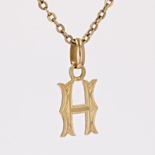 Pendentif Breloque or jaune lettre H 58 Facettes CVP97