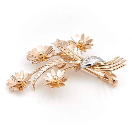 Collier Broche Fleur Or rose Diamant 58 Facettes 1969276CN