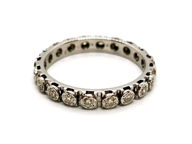 Bague 54 Bague Alliance Or blanc Diamant 58 Facettes 1350047CN