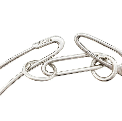 Collier Sautoir Hermès "Double Chaîne d'Ancre Punk" en argent. 58 Facettes 31017