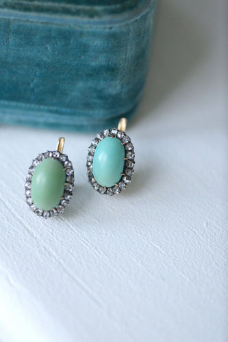 Boucles d'oreilles Boucles d'oreilles turquoises entourage diamants 58 Facettes