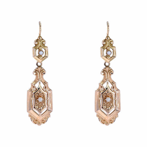Boucles d'oreilles Boucles d'oreilles or rose perles fines pendantes 58 Facettes 21-368
