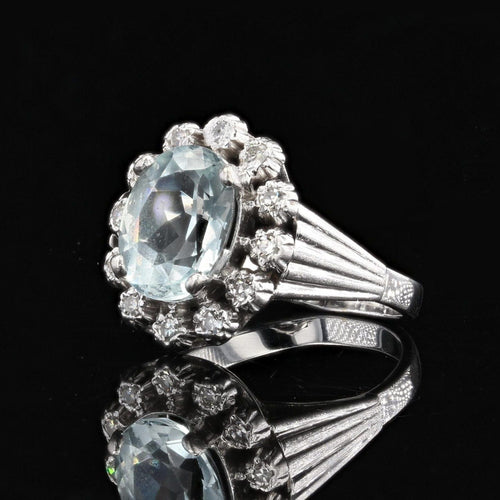 Bague 53 Bague ancienne aigue-marine et diamants 58 Facettes 21-830