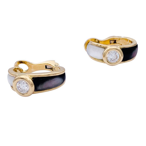 Boucles d'oreilles Boucles d'oreilles Mauboussin, "Nadia", or jaune, diamants et nacre. 58 Facettes 32912
