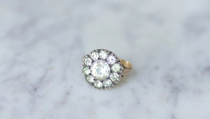 Bague Bague marguerite ancienne pierres du Rhin 58 Facettes