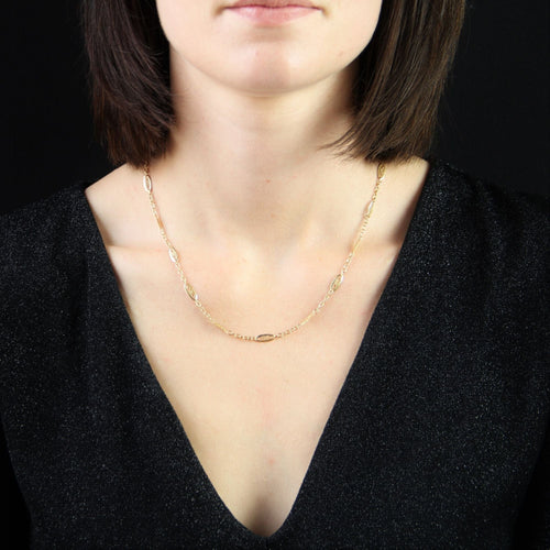 Collier Chaine ancienne en or maillons filigranés 58 Facettes 02-093