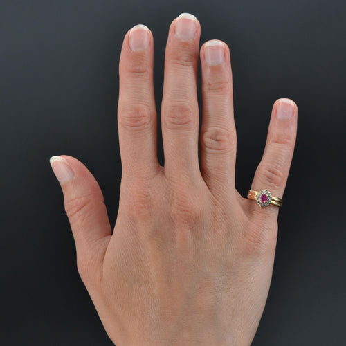 Bague 45 Bague fleur occasion rubis diamants 58 Facettes 21-189A