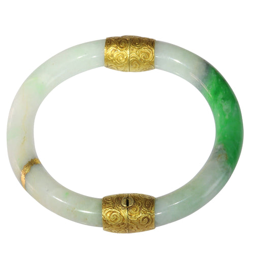 Bracelet Jade vintage avec raccords en or 18 carats : les chroniques silencieuses d'un bracelet victorien 58 Facettes 19254-0157