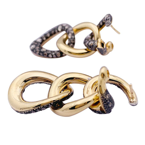 Boucles d'oreilles Boucles d'oreilles Pomellato, "Tango", en or rose, argent et diamants bruns. 58 Facettes 33472
